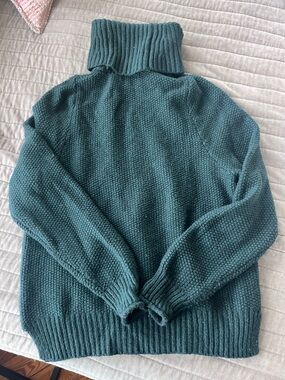 Madewell Dark Teal Chunky Knit Turtleneck Sweater